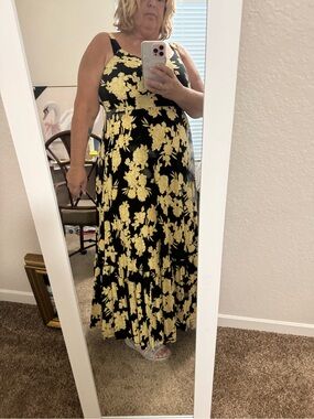 torrid Black Maxi Dress with Yellow Floral Design